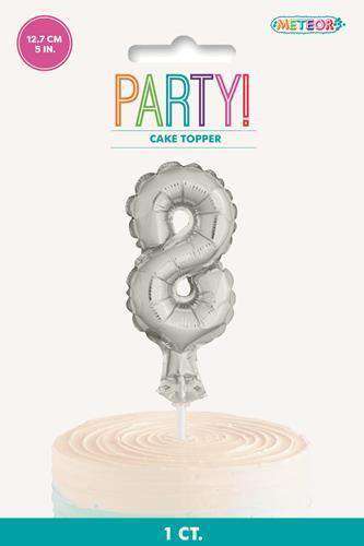 Mini Silver Foil Cake Topper Balloon - 8